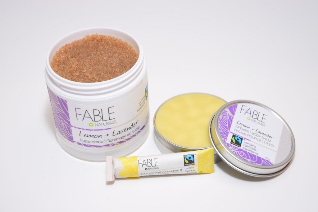 Fable Naturals- Lemon + Lavender Sugar Scrub, Lemon + Lavender Body Balm, Lemon Coconut Lip Balm